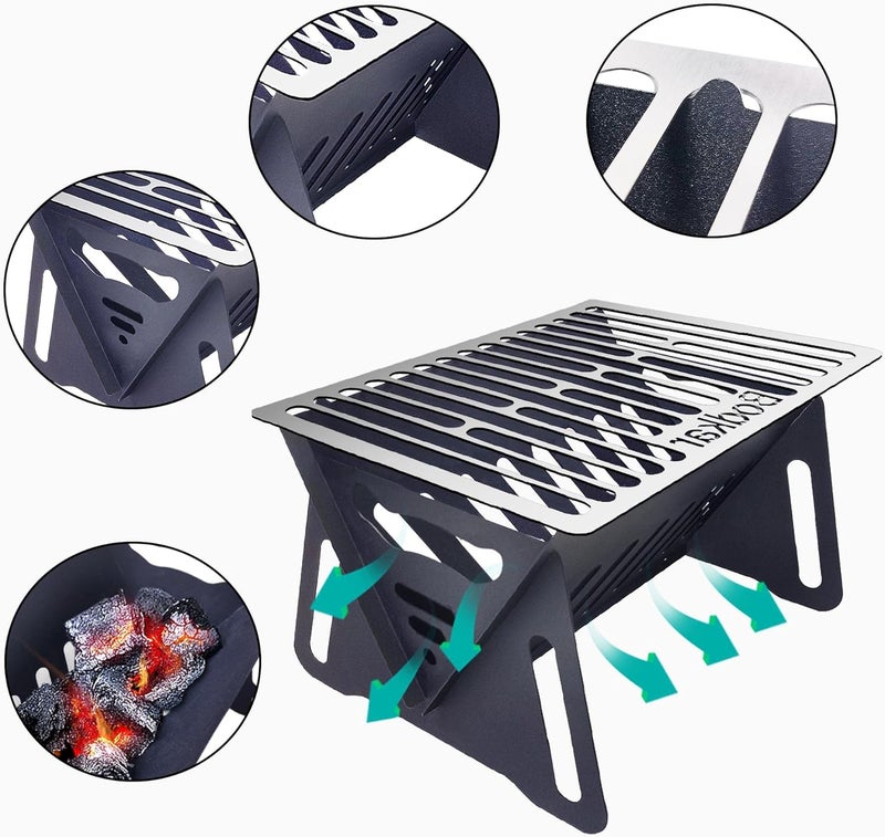 bodkar Charcoal Grill, Portable BBQ Smoker - Lightweight Tabletop Outdoor Grill for Camping, Picnics, Garden, Beach Parties - 6"*4.6"*4.9 - Image 5